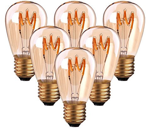 Century Light 6er-Pack E27 Vintage Led Glühbirne 2W Kerze Filament Ersatzt 20W 150lm 2200K extra warmweiß 360° 230V,Spirale Leuchtmittel, nicht dimmbar