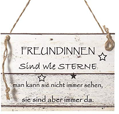 Wand Deko Holzschild mit Spruch im Shabby Chic Vintage Stil (20x29x0,5cm) Freundinnen - die Geschenkidee für ihre Beste Freundin