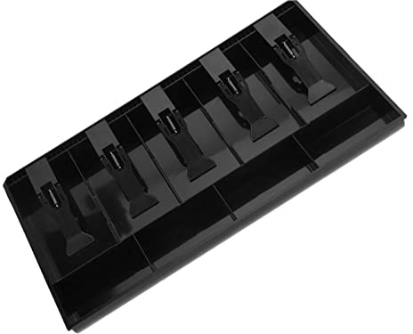 Denash Cassetto Inserto Cassetto Registratore di Cassa - 5 Scomparti per Monete / 4 Scomparti Vassoio per Deposito Denaro(Nero)