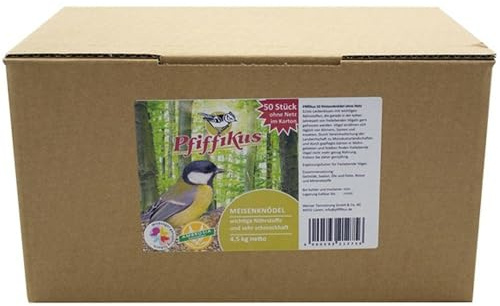 Pfiffikus Meisenknödel ohne Netz 50 Stück im Karton | Hochwertiges, energiereiches Wildvogelfutter zur Ganzjahresfütterung heimischer Vögel | Vogelfutter 100% Made in Germany