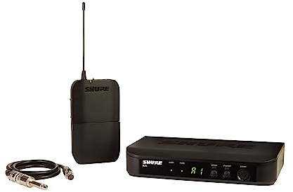 Shure BLX14 UHF Wireless System für Gitarre und Bass - 14 Stunden Batterielaufzeit, 100m Reichweite | Enthält 1/4 Klinkenkabel für Instrumente und Single-Channel-Empfänger | T11 Band