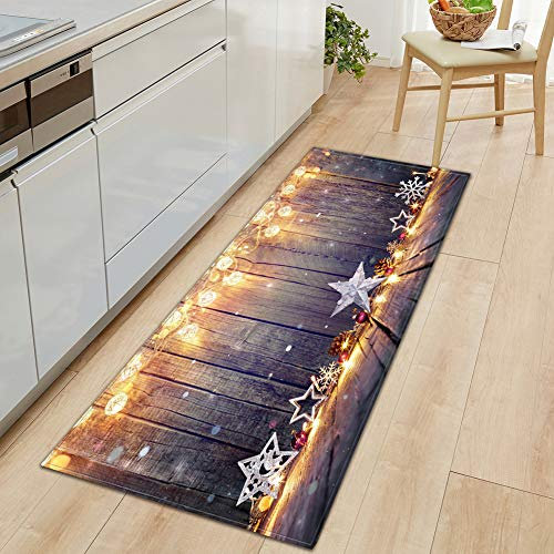 GUOCU Weihnachtsteppich Weihnachten Area Rug Türmatte Kurzflor Fußmatte rutschfeste Badteppiche Badematte Sofa Matte Plüsch Teppich fürs Wohnzimmer Schlafzimmer Küche Home Teppiche Decor 3 60x180CM