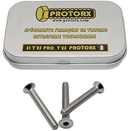 Vis à Tête Fraisée M4 x 30mm : Boite 30 Pcs Inox pour Rondelles Metal Ecrou | 6 Pans Tete Cylindrique Fraisee Acier A2 | Anti-Rouille - ISO 10642 | Boite PROTORX