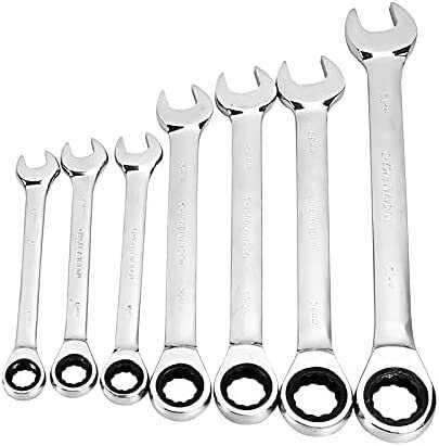 RAKUTE Llave inglesa de dos extremos abiertos Llave for tuercas, llave de trinquete de anillo de acero al cromo vanadio Extremos reversibles Métrico 6 mm - 32 mm Llave combinada de trinquete doble 1p