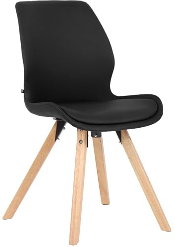 CLP Esszimmerstuhl gepolstert Luna, Moderner Küchenstuhl mit Rückenlehne, bis 136 kg belastbar, geeignet für Küche und Wohnzimmer, Farbe:schwarz, Material:Kunstleder