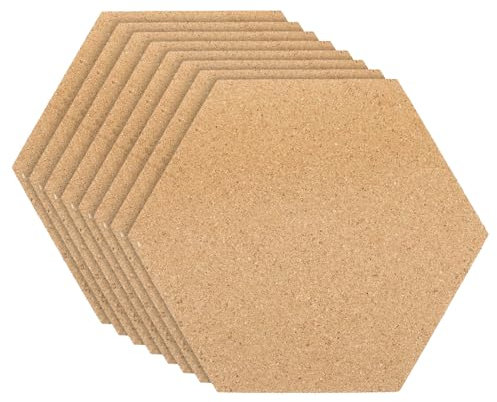PATIKIL 8x7 1/4 Épaisseur Carreaux de Liège, 8 Pcs Tableau D'Affichage Hexagonal Auto-Adhésif, Tableau en Liège Pour Mur de Sol, Maison, Bureau, Salle de Classe, Bricolage en Bois