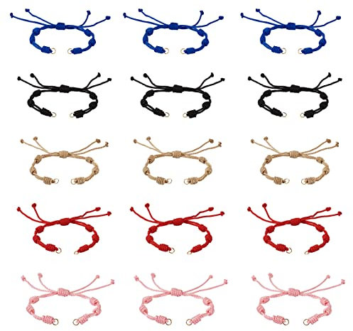 Craftdady 10 st justerbara nylonflätade sladdarmband oavslutade knutar armband rep med öppna hoppringar för handled fotkedja smyckestillverkning