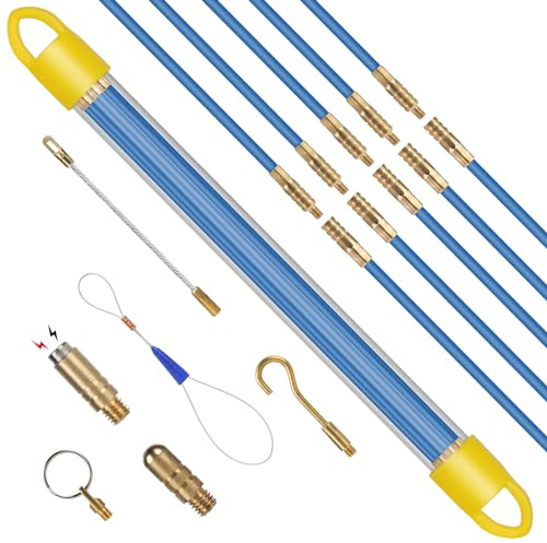 EFUTURETIME 10 x Guia Pasacables Profesional 33cm (Ø 4mm) Aguja Flexible de Fibra de Vidrio, Guia Cable Puller con Accesorios