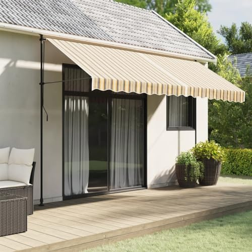 Homgoday Tessuto di Ricambio per Tenda Strisce Multicolore 4x3 m, Tessuto di Ricambio per Tenda da Sole Esterno, Telo Parasole per Tende da Sole, Tenda da Sole per Giardino p