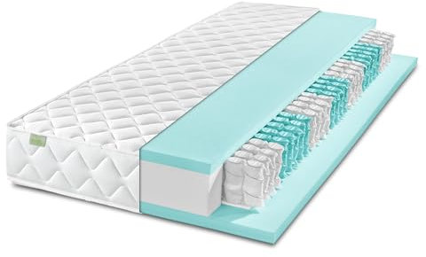 DREAMSTAR Ergo Flex Duo fickfjädermadrass I ergonomisk 7-zons madrass I 17 cm hög I Öko-Tex certifierad I hårdhet 2 (H2) 0–80 kg och hårdhetsgrad 3 (H3) 80–100 kg | 90 x 200 cm