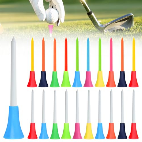 Vegena 100 Stück Golf Tees, Golf Tees Kunststoff Lang 83MM, Gummi Golf Tees, Golf-Simulator-Tees Unzerbrechlich für Golffahrer Trainieren Garten Indoor Outdoor