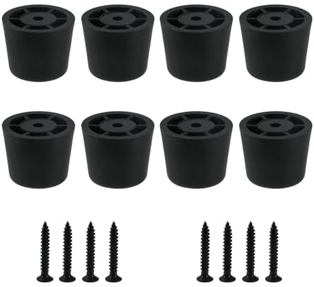 MY MIRONEY 8PCS Plastic Furniture Legs Hardware Screw-in Sofa Legs Couch Legs Replacement Black Round Chair Legs Riser Furniture Feet Protectors with Screws, 0.94 D x 0.79 H