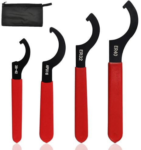 FSWWSF 4 Pièces Clé à Crochet Molette jeu de Clés à Ergots Clé à Crochet C Contient 4 Tailles 38-43,APU16,ER32,ER40.Pour un Usage Quotidien