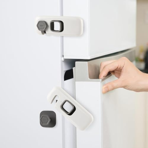 Airydar 6 Pack Childproof Fridge Locks, Child Safety Cupboard Locks, No Tools or Drilling Needed, Baby Safety Locks for Kitchen Cabinets, Appliances, Wardrobes, Refrigerator and Oven (Grey)