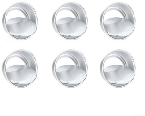 Juego de 6 moldes redondos de 5 cm para hornear, moldes de aleación de aluminio para pasteles, juego de utensilios para hornear para cumpleaños, boda, Navidad