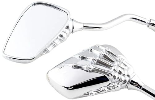 Motorrad Spiegel Für Shadow Für Spirit Für Aero VT 750 1100 Rückspiegel Chrom Totenkopf Hand Stil Spiegel Für Cruiser Chopper Scooter Motorradspiegel