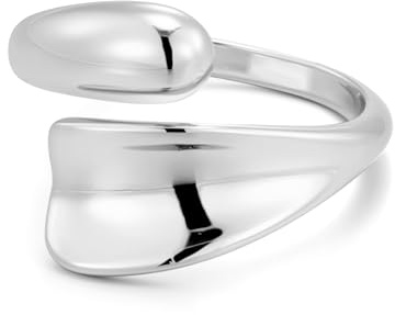 ALEXCRAFT Anillo Apilable Mujer Plata 925, Anillos Abierto Ajustable, Anillos de Gota de Agua, Grueso, Hipoalergénico, Acero, Anillo Amistad, para Mujeres, Niñas y Hombres