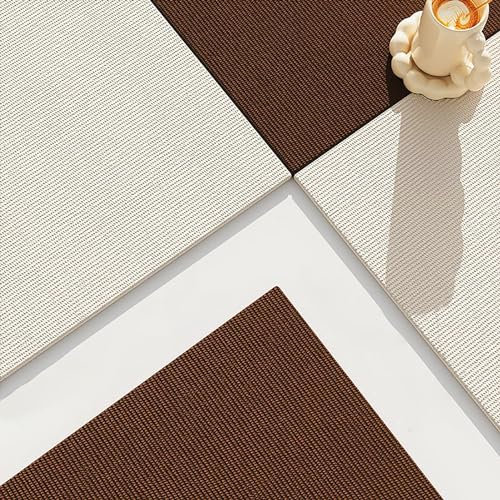 Teppichfliesen Selbstklebend rutschfeste Teppichfliesen für zu Hause, quadratisch, Selbstklebende Teppichfliesen, 30,5 x 30,5 x 0,4 cm, leicht abzuziehen und anzukleben, schalldicht, 10 Stück (Beige