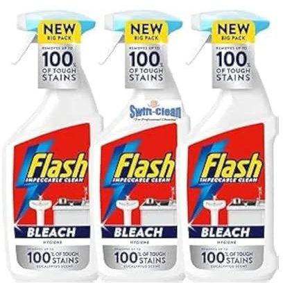 Flash Spray Bleach - 800ml (pack of 3) | Powerful All-Purpose Cleaner – Removes Tough Stains & Disinfects – Ideal for Kitchens & Bathrooms