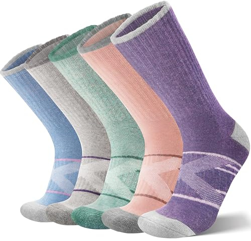 ANTSANG Merino Wool Socks for Men & Women Thermal Winter Hiking Warm Thick Crew Cozy Boot Work Gift Socks Stocking Stuffers 5 Pairs(Assorted E,M)