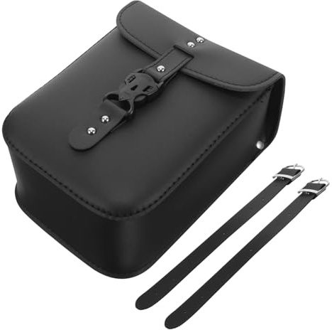Alipis Bolso De Cuero Retro Alforjas Bolsas De Moto Bolsa De Almacenamiento De Motocicletas Maletas Portaherramientas De Herramientas para Moto Negro Cuero Sintético