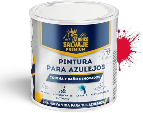 BRICOSALVAJE Pintura Premium para Azulejos, BRILLANTE, Duradera, Lavable, Aplicación Sencilla, Perfecta para Baños y Cocinas (FUEGO, 0,75 Litros)
