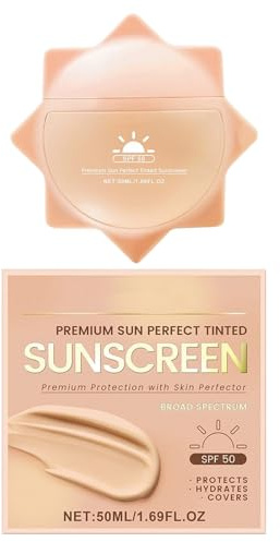 Crème solaire teintée pour le visage, indice de protection solaire 50, 50 ml, protection solaire matifiante pour une utilisation quotidienne, le sport, le maquillage, les vacances, la natation, la