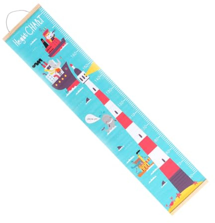 UPKOCH Wandbehang Einfache Aufhängung für Kinderzimmer mit Wachstumstabelle Nordischer aus Stoff Leuchtturm Motiv Verschiedene Farben zur Raumdekoration