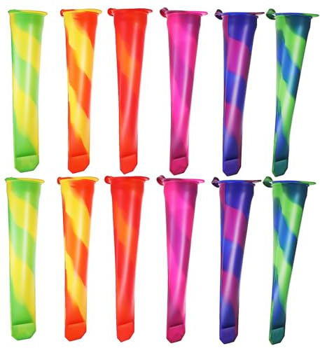 Mipcase 12 piezas Molde para Helados de Silicona con Diseño Unido Reutilizable y Seguro para Hacer Polos Yogur y Postres Congelados para Adultos