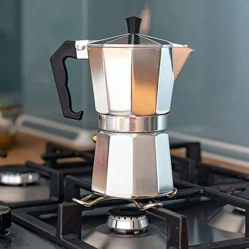 RUBIZA Stovetop Espresso Coffee Maker, Italian Moka Pot, | 3 (150ml), 6 (300ml), 9 (450ml), 12 (600ml) Cup |, Stainless Steel Aluminium Coffee Brewer (150ml (3 cups))