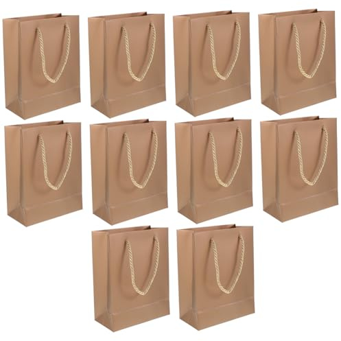 ARTSEWPLY 10 Stück Kleine Goldene Geschenktüten mit Henkel Papiertragetaschen für Party Geburtstag Hochzeit Weihnachten Praktische Geschenkverpackungstaschen Handliche Tragetasche