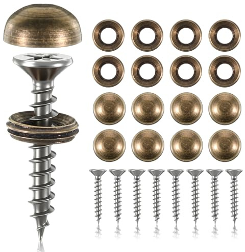 8 PCS Brass Screw Caps, Self Tapping Antique Brass Screws for Wood, Small Decorative Screws, Screw Deco Cover for Furniture, Mirrors, Wall Decor