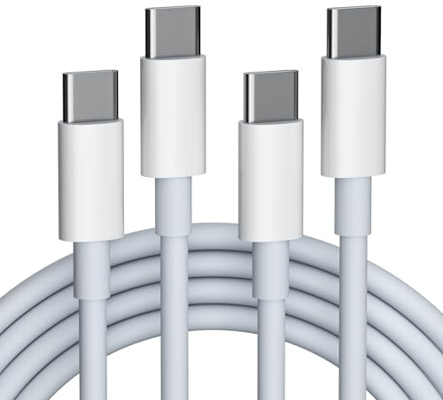 TecQuilious Lot de 2 câbles USB-C vers USB-C pour MacBook Pro - Câble de charge essentiel de 6 ft avec fonction de charge rapide - Compatible avec iPhone 15/16/17, MacBook Air/Pro