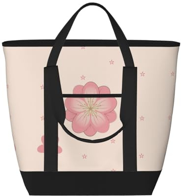 hhbiuuo Borsa termica/borsa termica, morbida scatola per il pranzo a tenuta stagna con cerniera, stampa con piccoli fiori di ciliegio rosa, per spiaggia, viaggi, generi alimentari