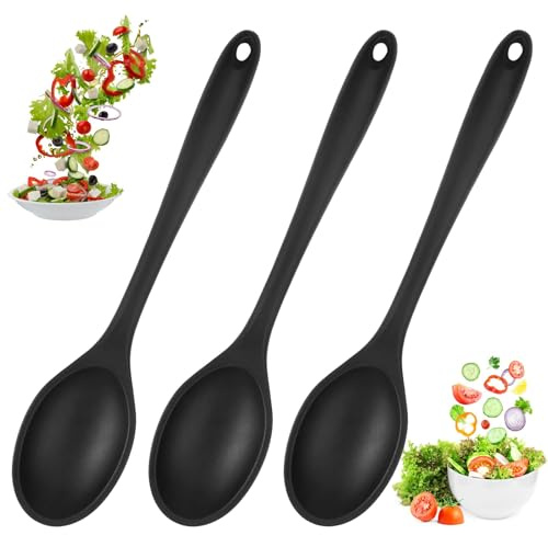 3 Pieces Serving Spoon Large Serving Silicone Spoons for Cooking | 27.5 X 5.5cm, Nonstick Heat Resistant Kitchen Spoon, Heat-Resistant Scooping and Mixing Cooking Spoons for Baking Stirring