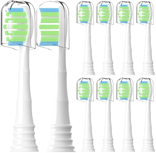 10 Stück Kompatibel mit ApaCare Elektrische Zahnbürste Schallzahnbürste Ersatz Zahnbürste Köpfe, für ApaCare Elektrischen Zahnbürsten, Mit Staubabdeckung (Weiß, M)