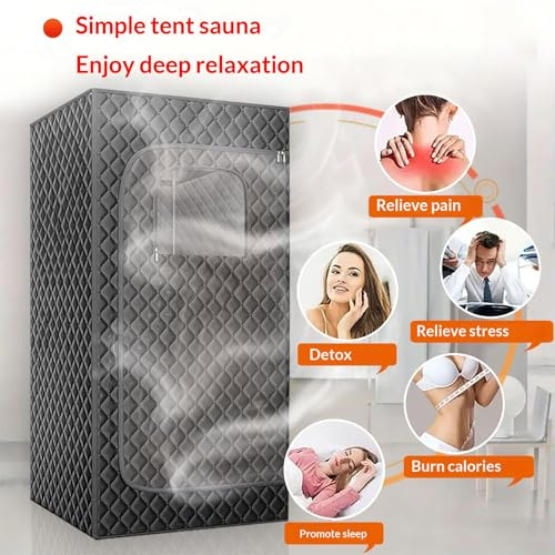 Portable Steam Sauna with Infrared LED Light Saunas for Home with 1000W 3L Steamer 9-Level Temperature Control & Remote with Foldable Chair, for Indoor/Outdoor Use,Standard