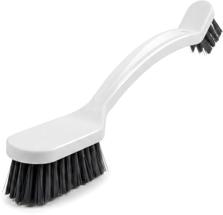 Solvio Dual Sided Cleaning Brush, Deep Clean Scrubbing Brush with Handle for Bathroom and Kitchen, V-Shaped Hard Bristle Grout Brush for Narrow Spaces, Precision Cleaning,Non-Scratch