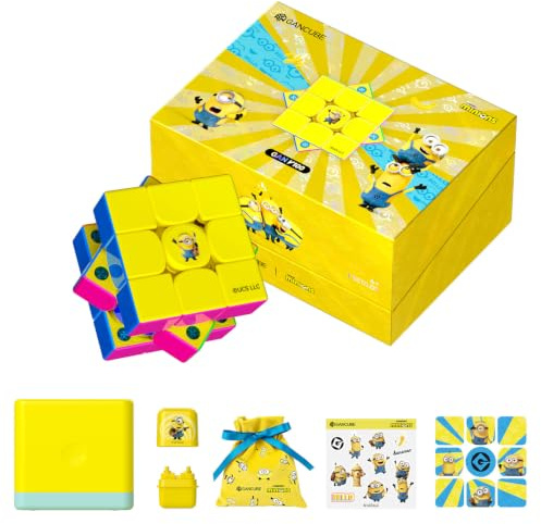GAN V100 Maglev Zauberwürfel 3x3, Magnetisch 3x3 Speed Cube, Minions UV | Profi Speedcube, Geschenke für Kinder, Anfänger und Erwachsene, Sammlerstück, Denkspielzeug inkl. Hochwertiger Geschenkbox