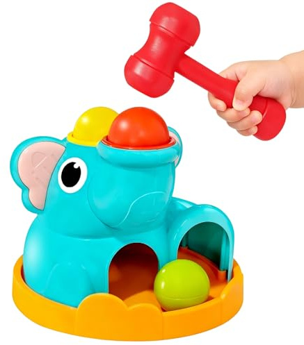 DQMOON Montessori Spielzeug ab 1 Jahre, Montessori Motorikspielzeug mit Hammer und 3 Bällen, Klopfspiel für Kinder 1 2 Jahre, Baby Spielzeug zur Förderung der Feinmotorik, Lernspielzeug Jungen Mädchen