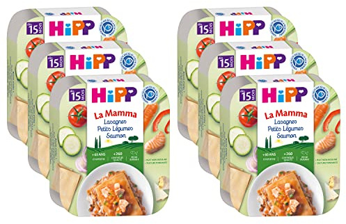 HiPP - La Mamma - Lasagnes Petits Légumes Saumon Dès 15 Mois - Assiettes - 6x250 g