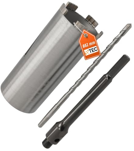 Diamant Bohrkrone Sechskant lang (200mm) Aufnahme und Zentrierbohrer Nutzlänge 180 mm Ø 82 mm Betonbohrkrone Kernbohrer