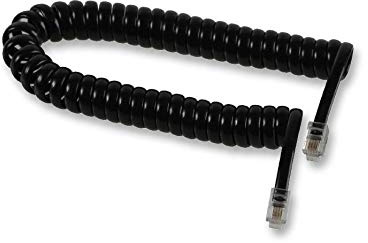 PRO SIGNAL PPW00039 Black RJ10 Plug to Plug Coiled Telephone Handset Cable - 1.4m