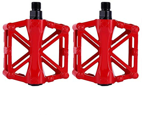 VGEBY1 Fahrradpedale, Fahrrad Versiegelte Träger Haltbare Aluminiumpedale Rutschfestes Flaches Plattformwerkzeug(Rot) Fahrrad Ersatzteile