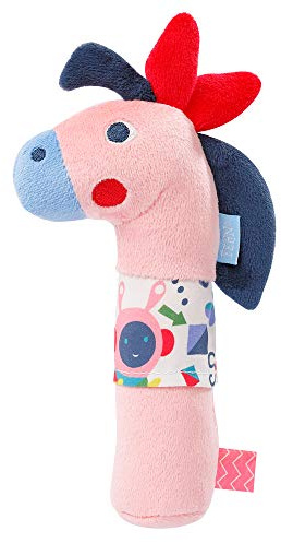 Fehn 055313 Stabgreifling Pferd COLOR Friends – Stofftier-Spielzeug zum Rasseln, Quietschen, Fühlen – fördert spielerisch die Motorik – treuer Begleiter für Babys und Kleinkinder ab 0+ Monaten