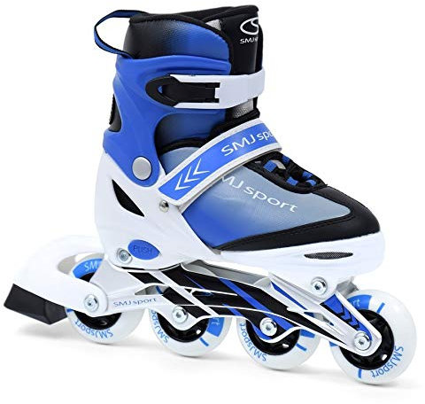 SMJ Kinder Inliner Inlineskates Größenverstellbar | 82A Rollen | ABEC7 Carbon Kugellager | Einstellbare Fitness Skates für Kinder | Blau (L (38-41))
