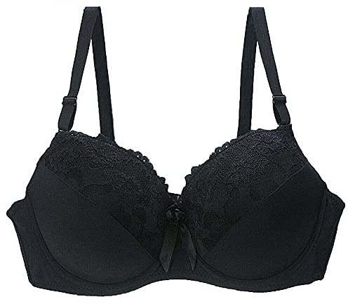 BCHRAYIUP Women's Underwire Padded Sexy Bra Push Up Full Cup Size Elastic Band Bra 44-A Black