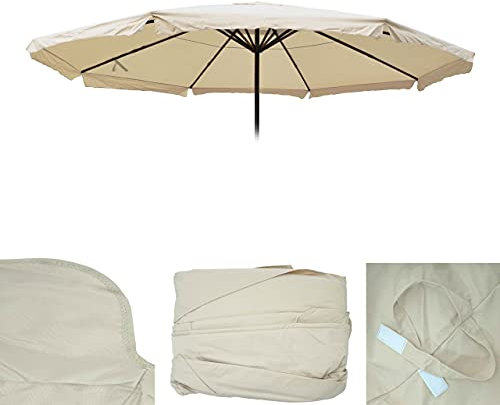 Mendler Ersatz-Bezug für Sonnenschirm Meran Pro, Gastronomie Marktschirm mit Volant Ø 5m, Polyester - Creme