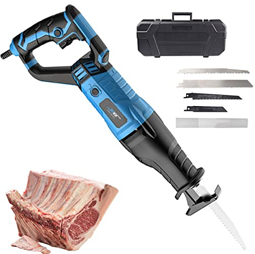 Bone Saw, Electric Butchers Saw 1050W, Commercial Home Bone Meat Saw Butcher for Cutting Frozen Meat, Bones, Machine Body Can Be Rotated by 180°, 6 Speeds(Color:Blue)