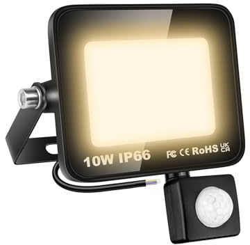 AUXTINGS LED Floodlight with Motion Sensor,10W 1000LM Outdoor Security Lights Outside Lamp 4000K Warm White Spot Light Exterior Lighting for Yard Backyard House Court Stadium Parking,IP66 175V-260V